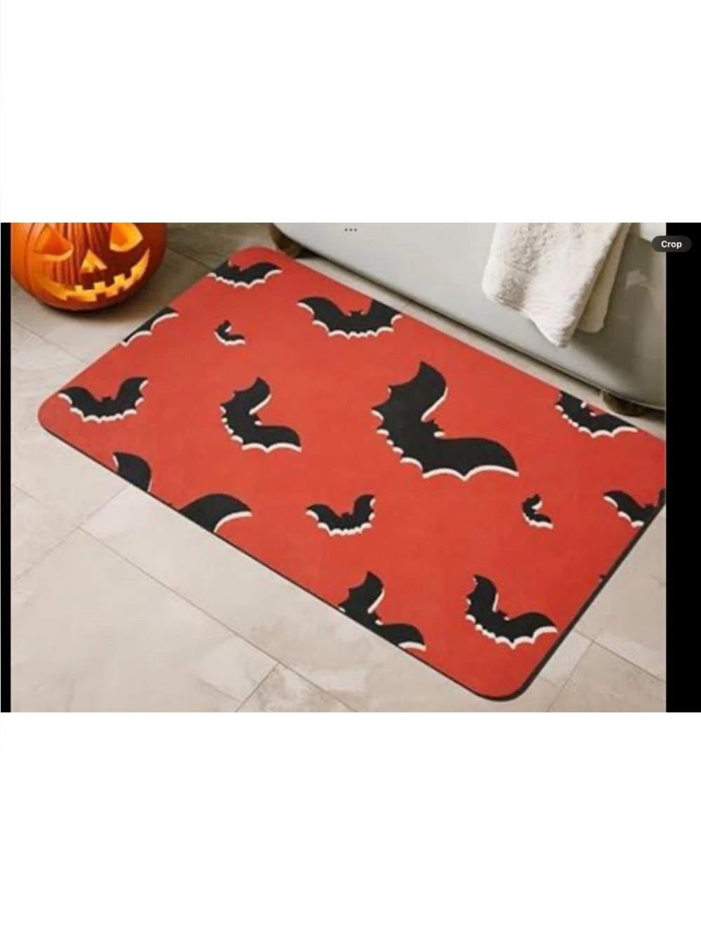 Halloween Orange Bat Bath Mat - Decorative Non-Slip Bath Rug